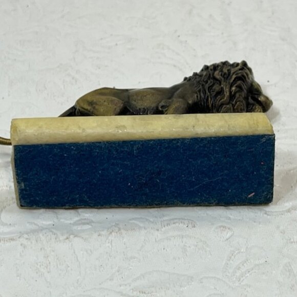 VTG Bronze LION Figurine Marble Base Small Paper Weight 3.5" - Picture 5 of 10